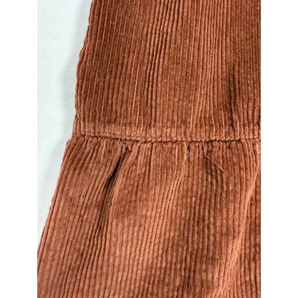 American Eagle Dress Womens Size Large Tall Brown Corduroy Tiered Mini - Picture 4 of 9